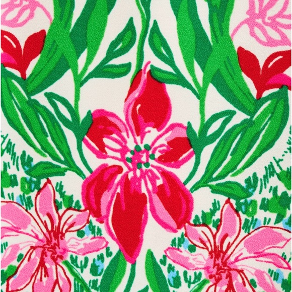 💚🩷 Lily Pulitzer- Agnes Skirted Romper-  Feather Cuffs- with MATCHING Headband🩷💚 - Picture 6 of 7